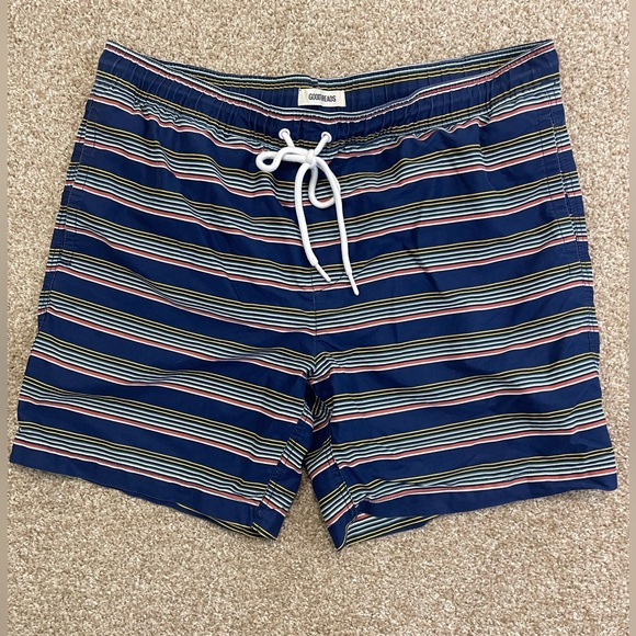 Goodthreads Men's Multicolor Striped Swim Trunks - Picture 1 of 6